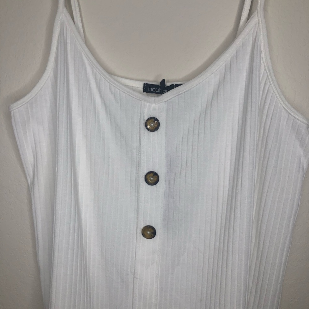 *NEW* Boohoo Plus Ribbed Button Ivory Cami - Picture 3 of 6